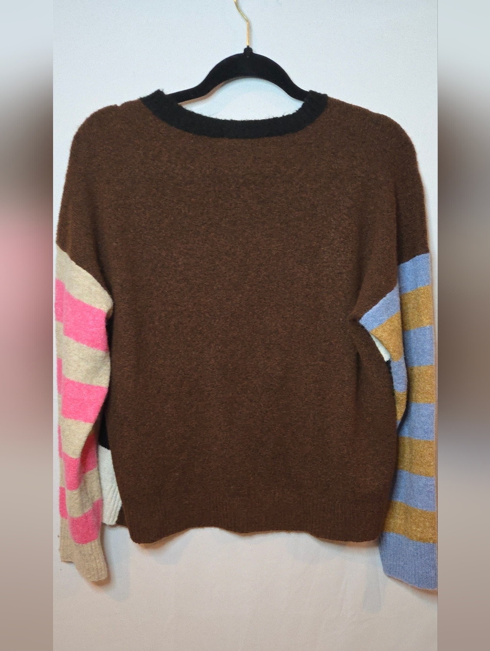 By Anthropologie Striped Multicolor Crewneck Oversized Sweater Women's Small - Picture 8 of 8